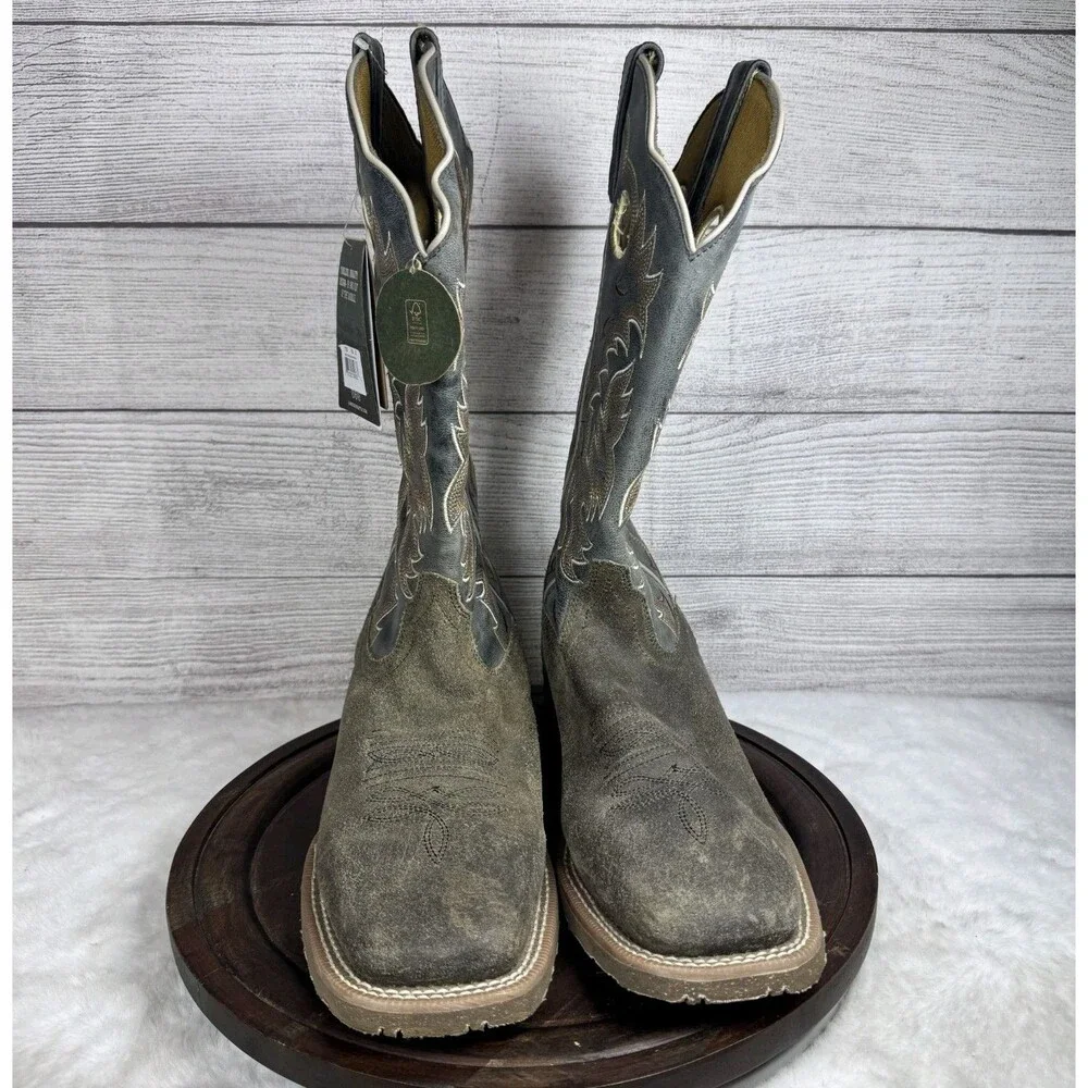 Laredo Men’s Summit L7730 Broad Square Toe Western Cowboy Boot Grey Size 9.5D